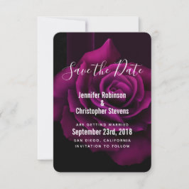 Reserva La Fecha Boda de flores de rosa morado gótico-rojo