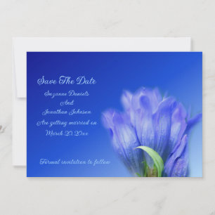 Reserva La Fecha Boda de flores gentianas azules
