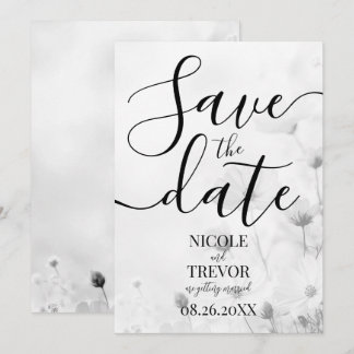 Reserva La Fecha Boda de flores pequeñas personalizadas en blanco y