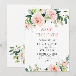 Reserva La Fecha Boda de flores rosadas de eucalipto elegante
