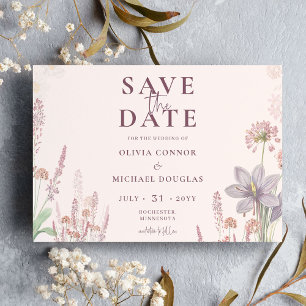 Reserva La Fecha Boda de flores silvestres bohemios modernos QR sal
