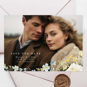 Reserva La Fecha Boda de flores silvestres boho simple elegante