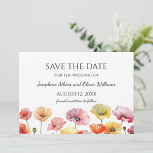 Reserva La Fecha Boda de flores silvestres de adormidera coloridas