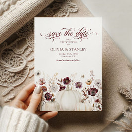 Reserva La Fecha Boda de flores silvestres de calabaza otoño salva 