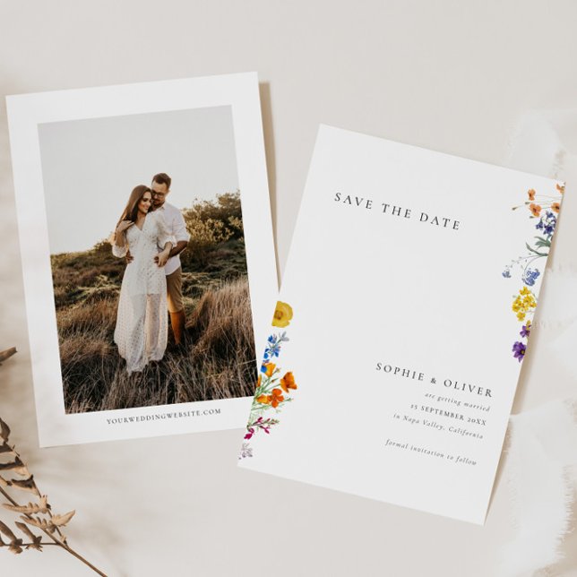 Reserva La Fecha Boda de flores silvestres de época (Subido por el creador)