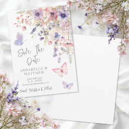 Reserva La Fecha Boda de flores silvestres de mariposas