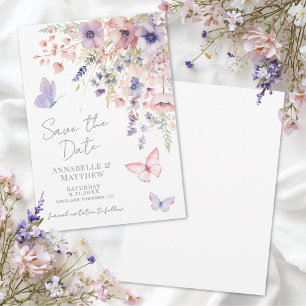 Reserva La Fecha Boda de flores silvestres de mariposas