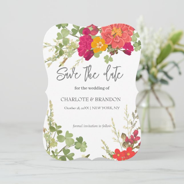 Reserva La Fecha Boda de flores silvestres del jardín floral de ver (Anverso de pie)