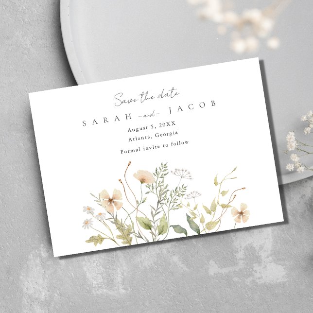Reserva La Fecha Boda de flores silvestres elegante guardar la fech (Wildflower Wedding Elegant Save The Date)