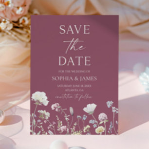 Reserva La Fecha Boda de flores silvestres florales elegantes