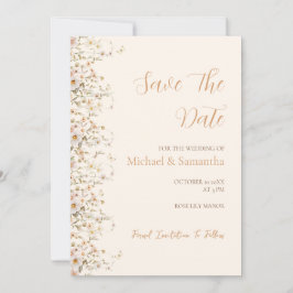 Reserva La Fecha Boda de flores silvestres marfil y rubor