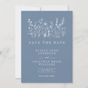 Reserva La Fecha Boda de flores silvestres Minimalistas simples