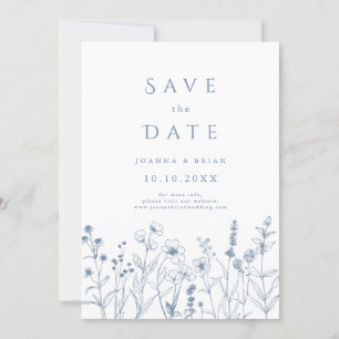 Reserva La Fecha Boda de flores silvestres Minimalistas simples