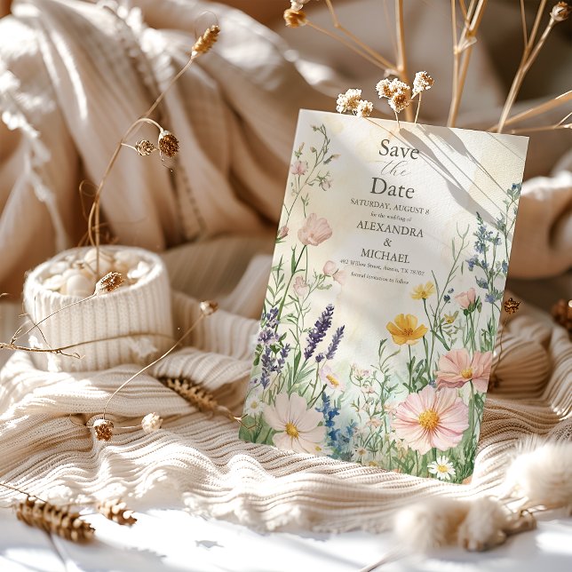 Reserva La Fecha Boda de flores silvestres modernas (Subido por el creador)