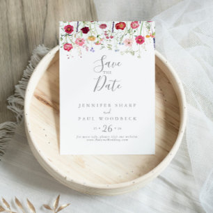 Reserva La Fecha Boda de flores silvestres multicolor simple