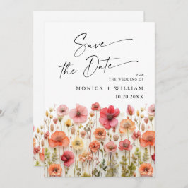 Reserva La Fecha Boda de flores silvestres Pastel Pink Boho código