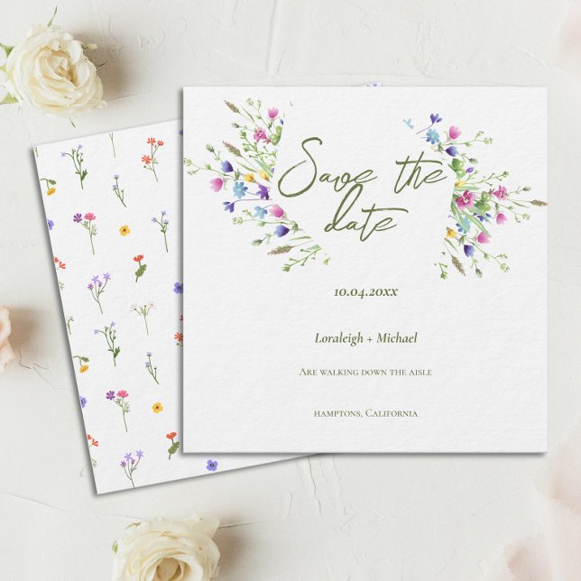 Reserva La Fecha Boda de flores silvestres simples de moda (Subido por el creador)
