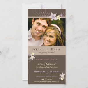 Reserva La Fecha Boda de Flores Tropicales Púrpura de Ikebana Frang