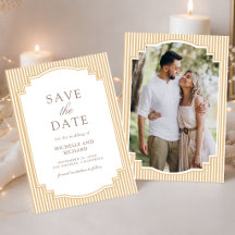 Boda de Foto a Rayas Clásicas Beige y Bronceado