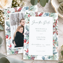 Boda de Foto Botánica de Navidad de Invierno Rústi