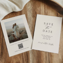 Boda de Foto con Código QR Marfil Minimalista Mode