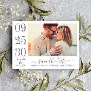 Reserva La Fecha Boda de foto con fecha numérica en gris carbón neg