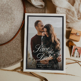 Reserva La Fecha Boda de foto con guión clásico negro y ecru