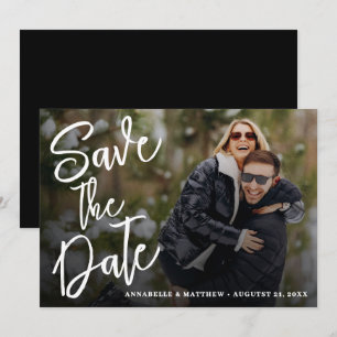 Reserva La Fecha Boda de Foto con Letra de Pincel Simple Moderna