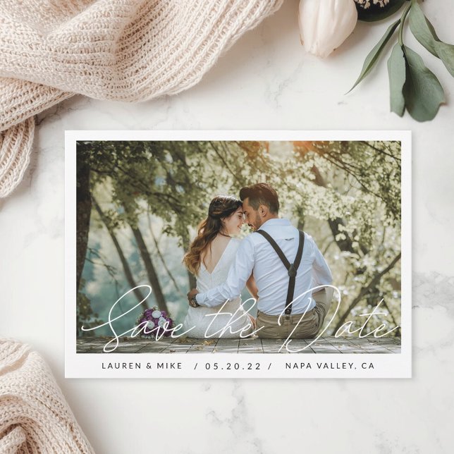Reserva La Fecha Boda de foto con letra manuscrita delicada (Subido por el creador)