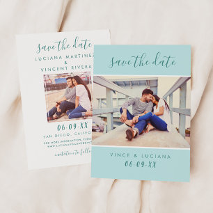 Reserva La Fecha Boda de Foto con Letra Moderna de Menta