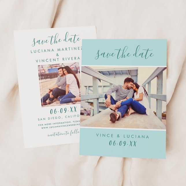 Reserva La Fecha Boda de Foto con Letra Moderna de Menta (Subido por el creador)
