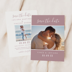 Reserva La Fecha Boda de Foto con Letra Moderna en Color Malva