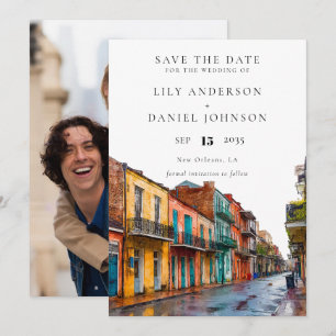 Reserva La Fecha Boda de Foto de Acuarela de Nueva Orleans
