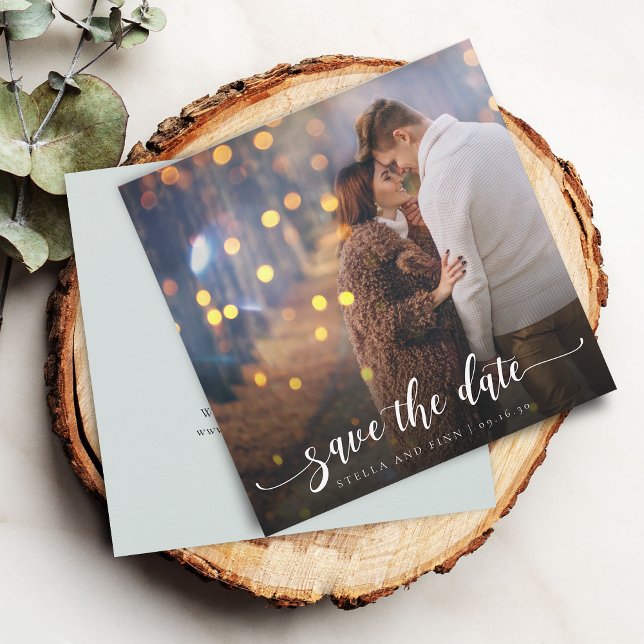 Reserva La Fecha Boda de foto de caligrafía moderna (Modern Calligraphy Photo Wedding Save The Date)