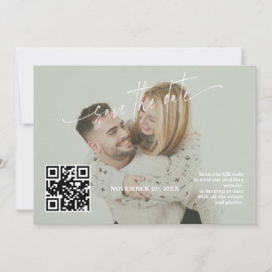 Reserva La Fecha Boda de foto de código QR de caligrafía en verde s