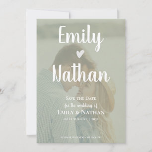 Reserva La Fecha Boda de foto de faux vellum verde sabio minimalist