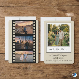 Reserva La Fecha Boda de Foto de Película Moderna Retro y Boho