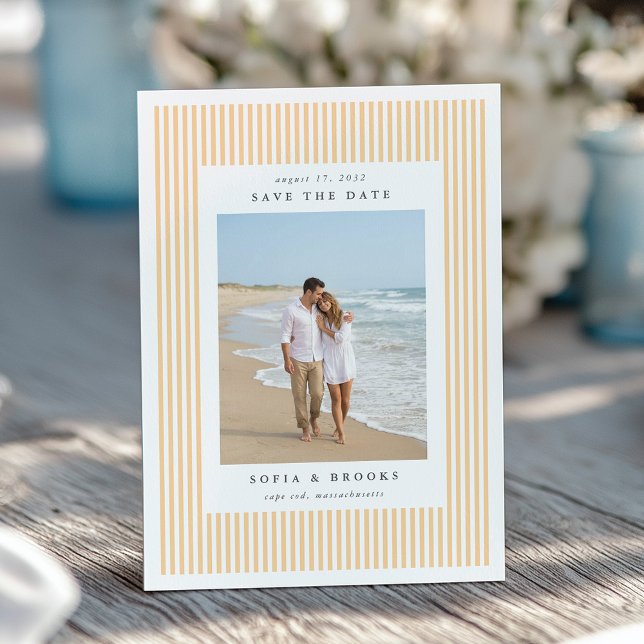 Reserva La Fecha Boda de foto de Pinstripe clásico | Albaricoque (Subido por el creador)