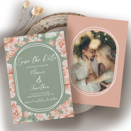 Reserva La Fecha Boda de foto de Rustic Watercolor Floral Sage Rubo