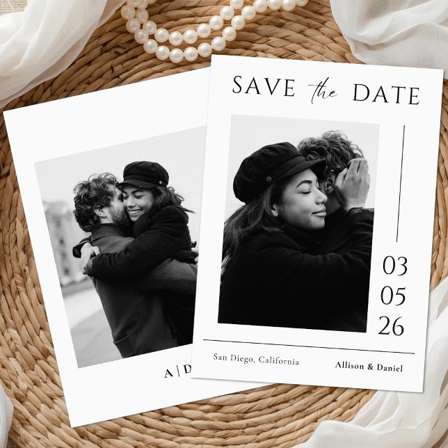 Reserva La Fecha Boda De Foto De Tipografía Mínima En Blanco Y Negr (Subido por el creador)