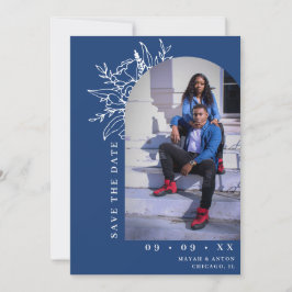 Reserva La Fecha Boda de foto del Arco Floral Botánico Azul de negr