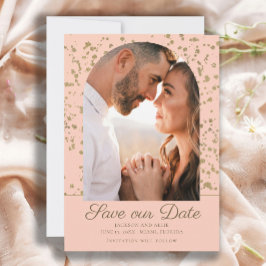 Reserva La Fecha Boda de Foto Domo Arco de Purpurina Dorada