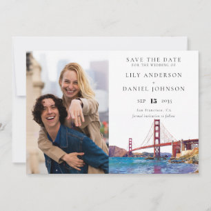 Reserva La Fecha Boda de Foto en Acuarela de San Francisco