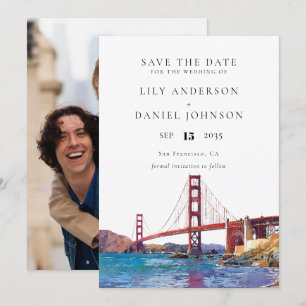 Reserva La Fecha Boda de Foto en Acuarela de San Francisco
