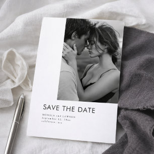 Reserva La Fecha Boda de foto en blanco y negro de tipografía moder