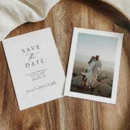 Reserva La Fecha Boda de Foto en Blanco y Negro Minimalista Moderna