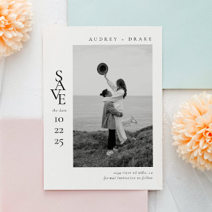 Reserva La Fecha Boda de Foto en Blanco y Negro Moderna y Limpia