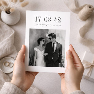 Reserva La Fecha Boda de Foto en Blanco y Negro Ultra Minimalista