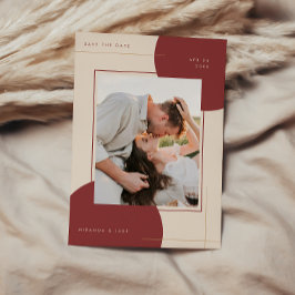 Reserva La Fecha Boda de foto en línea beige geométrica moderna