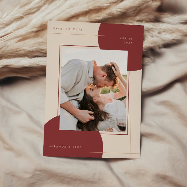 Reserva La Fecha Boda de foto en línea beige geométrico moderno (Subido por el creador)